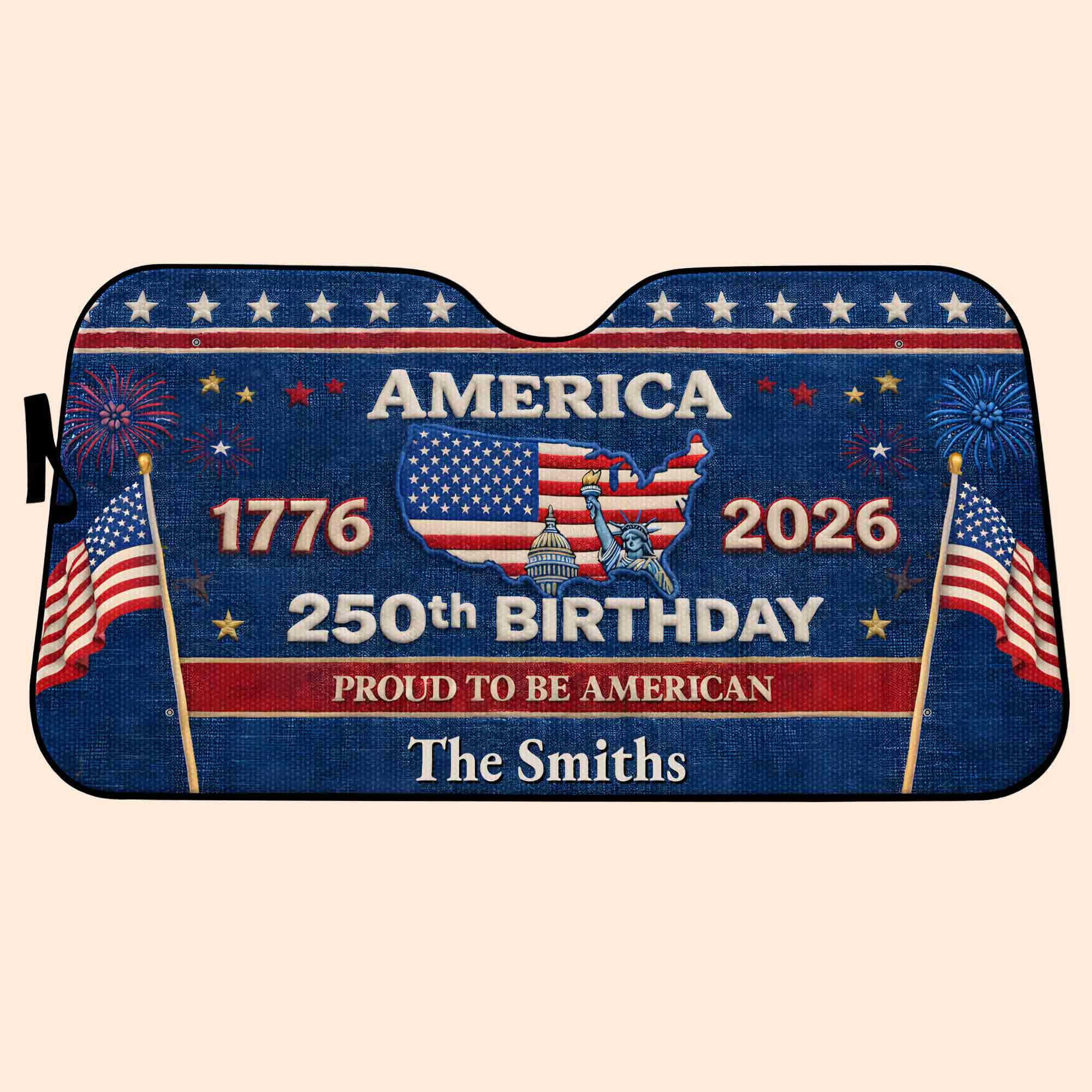 Personalized Auto Sunshade USA Map Stars Custom Car Gift Auto Sun Shades GradoCreations