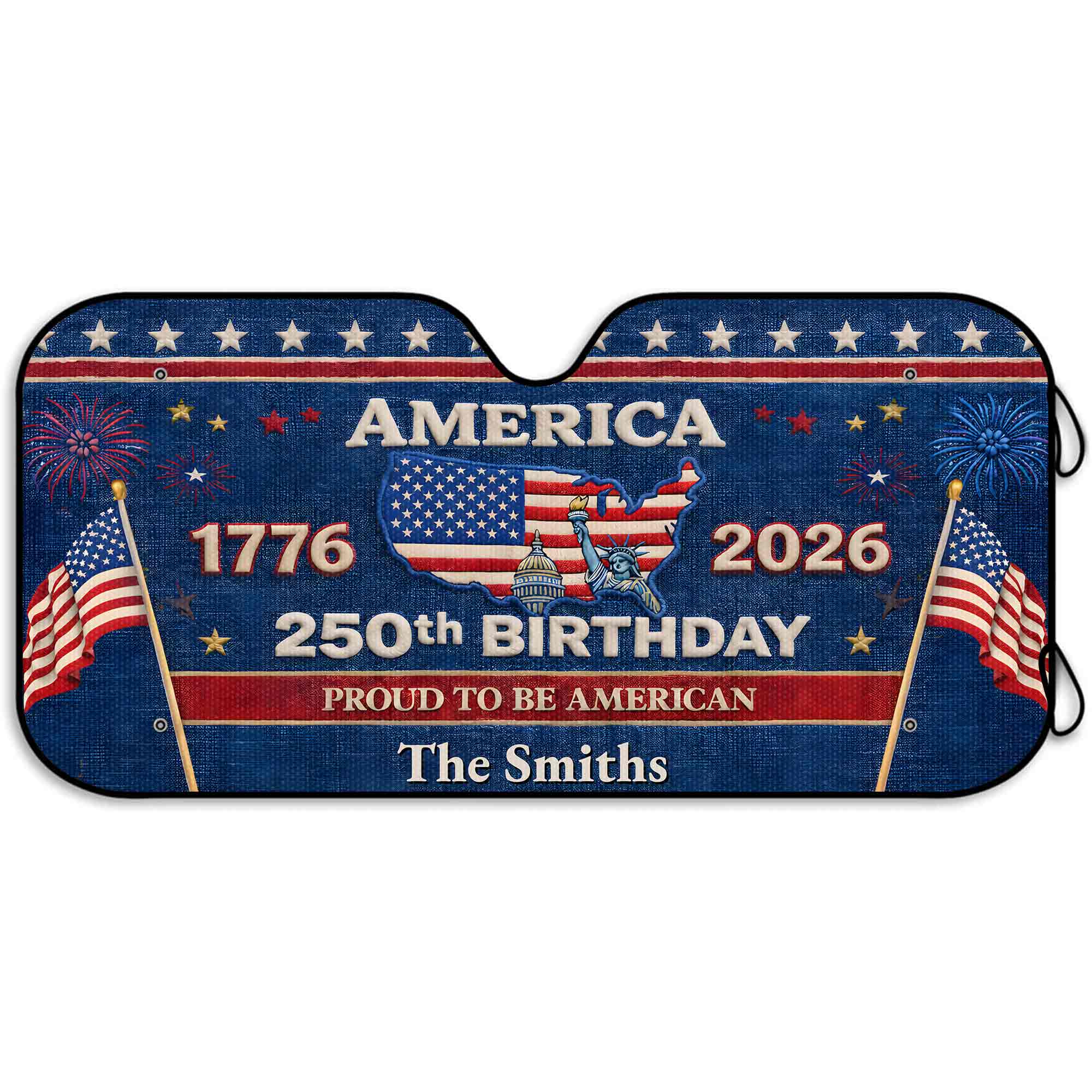 Personalized Auto Sunshade USA Map Stars Custom Car Gift Auto Sun Shades GradoCreations