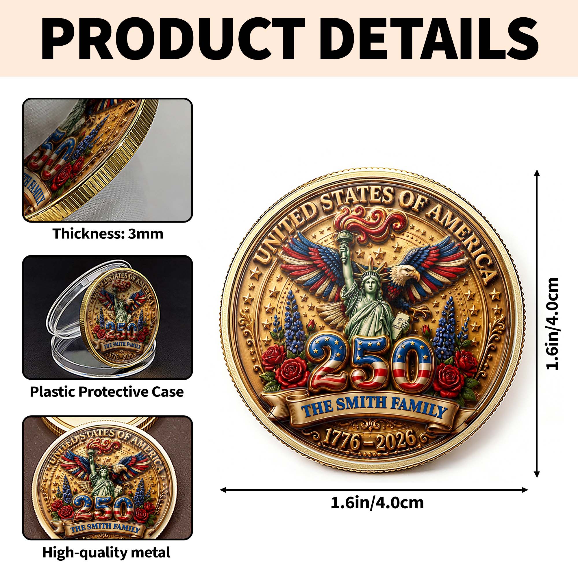 Personalized Commemorative Coin Custom Name Family Gift Commemorative Coin GradoCreations
