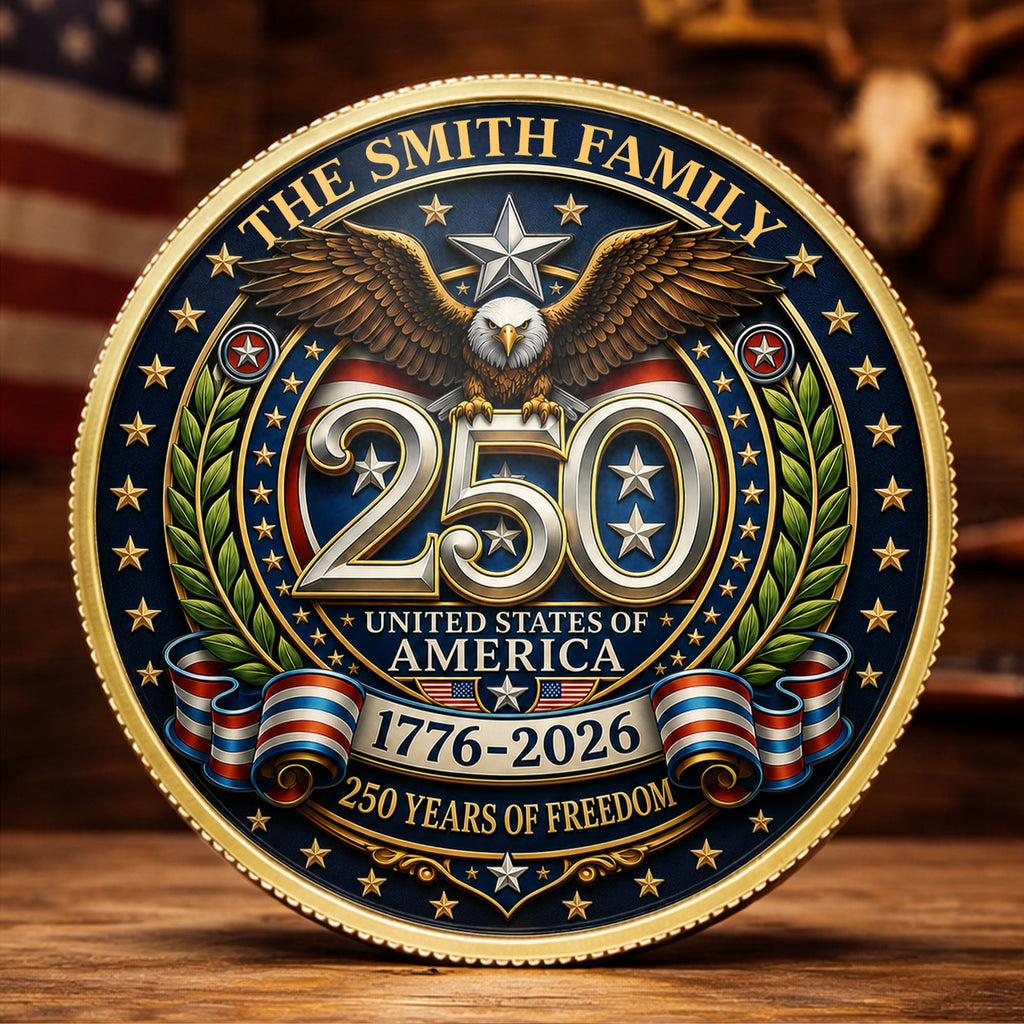 Custom Commemorative Coin 250 Years Freedom Gift for Dad Commemorative Coin GradoCreations