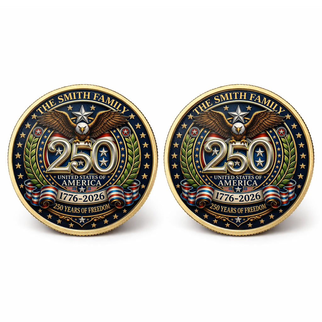 Custom Commemorative Coin 250 Years Freedom Gift for Dad Commemorative Coin GradoCreations