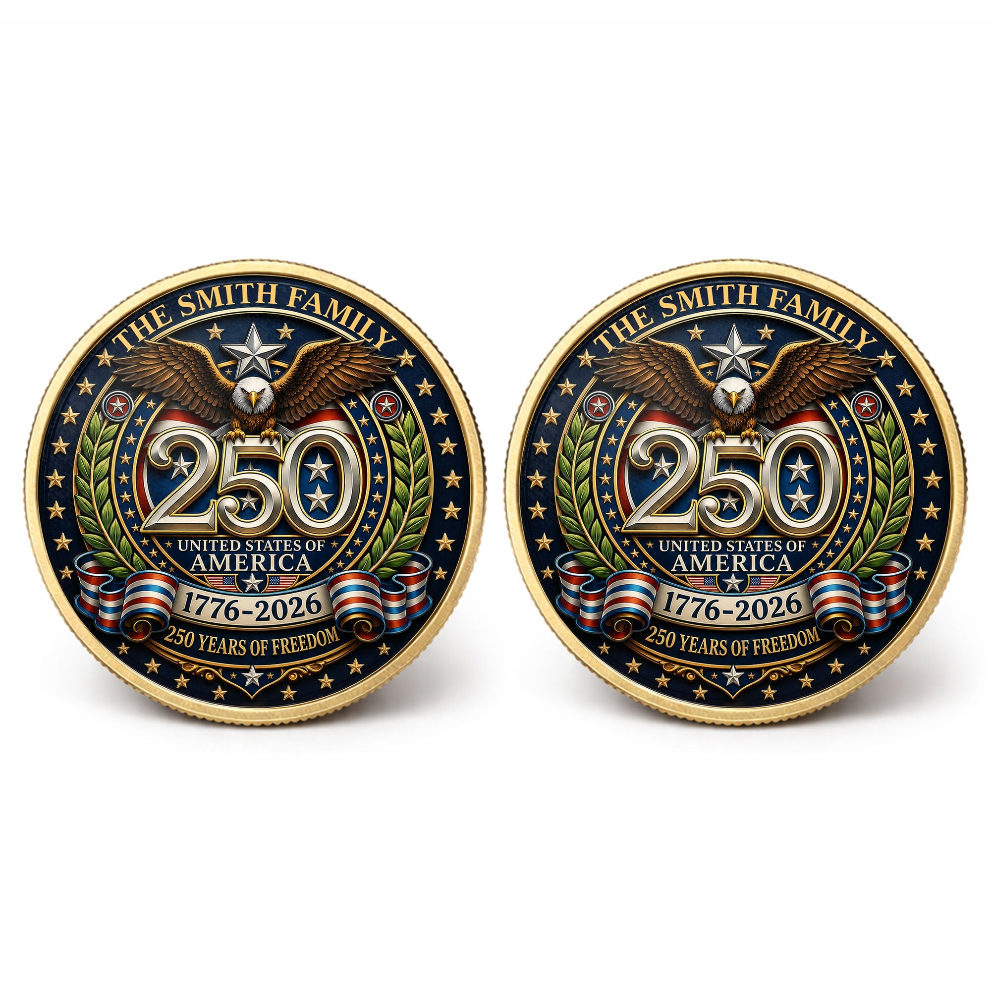Custom Commemorative Coin 250 Years Freedom Gift for Dad Commemorative Coin GradoCreations