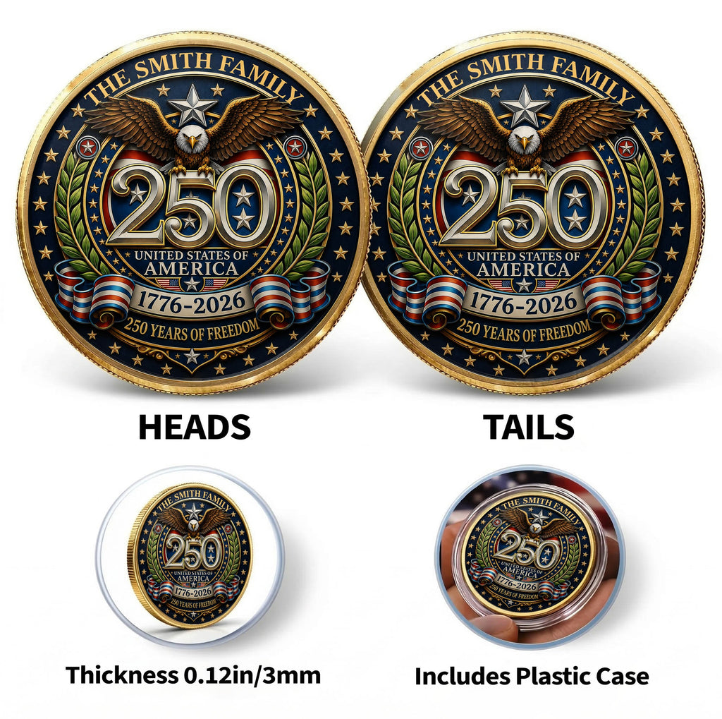 Custom Commemorative Coin 250 Years Freedom Gift for Dad Commemorative Coin GradoCreations
