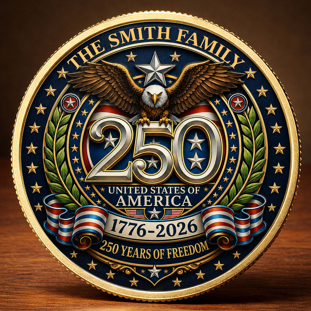 Custom Commemorative Coin 250 Years Freedom Gift for Dad Commemorative Coin GradoCreations