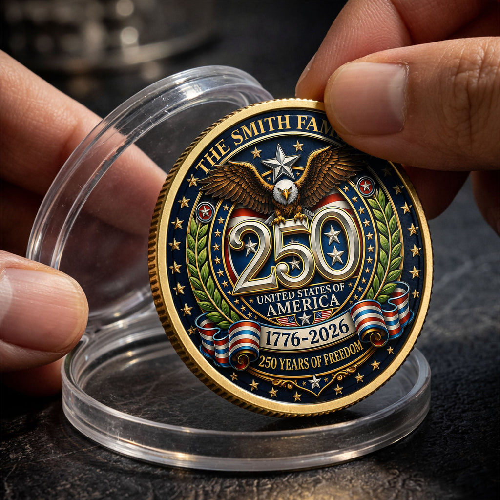 Custom Commemorative Coin 250 Years Freedom Gift for Dad Commemorative Coin GradoCreations