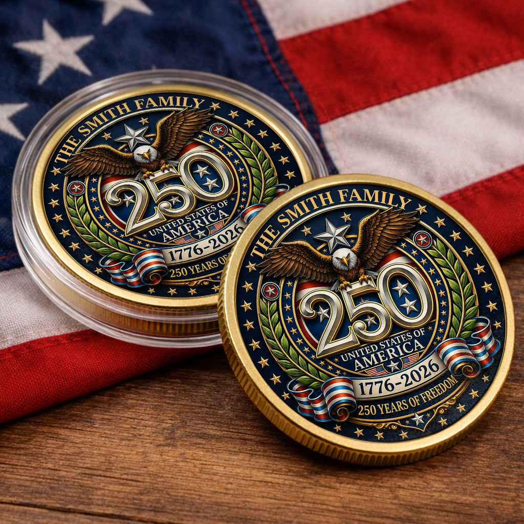 Custom Commemorative Coin 250 Years Freedom Gift for Dad Commemorative Coin GradoCreations