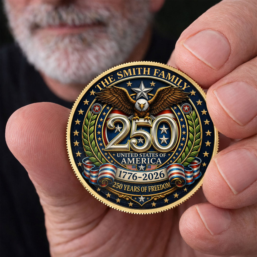Custom Commemorative Coin 250 Years Freedom Gift for Dad Commemorative Coin GradoCreations