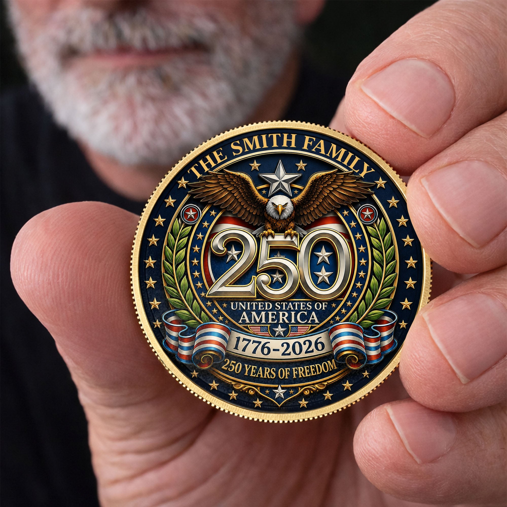 Custom Commemorative Coin 250 Years Freedom Gift for Dad