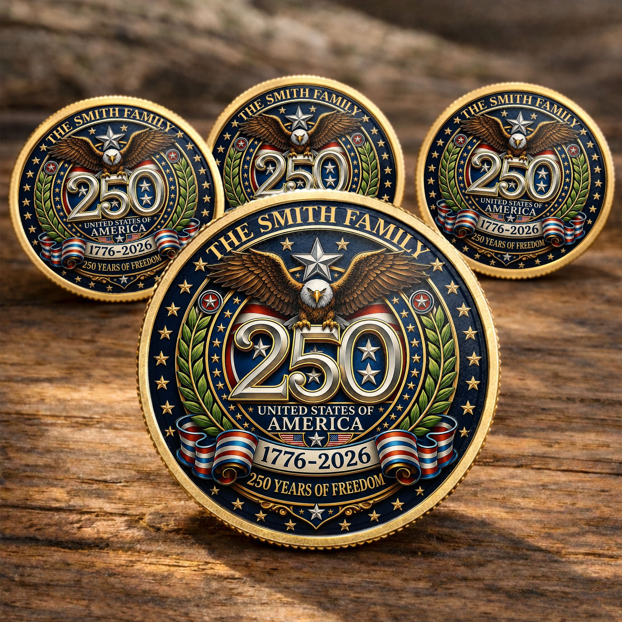 Custom Commemorative Coin 250 Years Freedom Gift for Dad Commemorative Coin GradoCreations