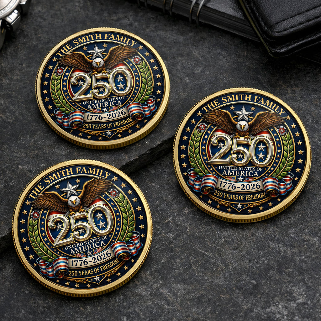 Custom Commemorative Coin 250 Years Freedom Gift for Dad Commemorative Coin GradoCreations