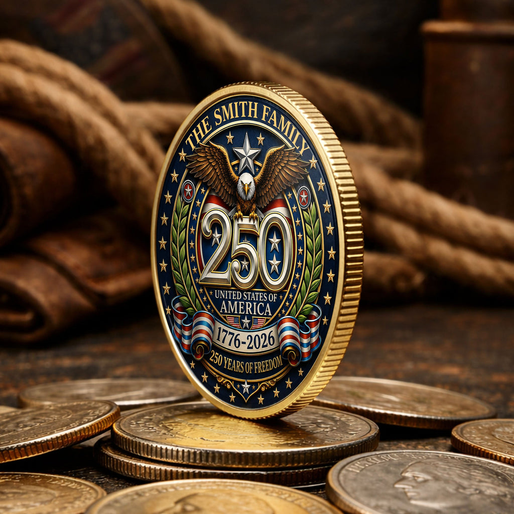 Custom Commemorative Coin 250 Years Freedom Gift for Dad Commemorative Coin GradoCreations