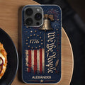 Personalized Clear Phone Case with Liberty Bell American Flag for Dad Clear Phone Case GradoCreations