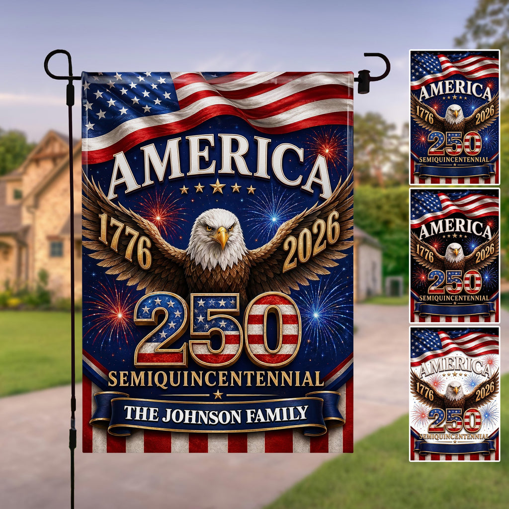 Personalized American Flag Fireworks Garden Flag for 4th of July Garden Flag GradoCreations