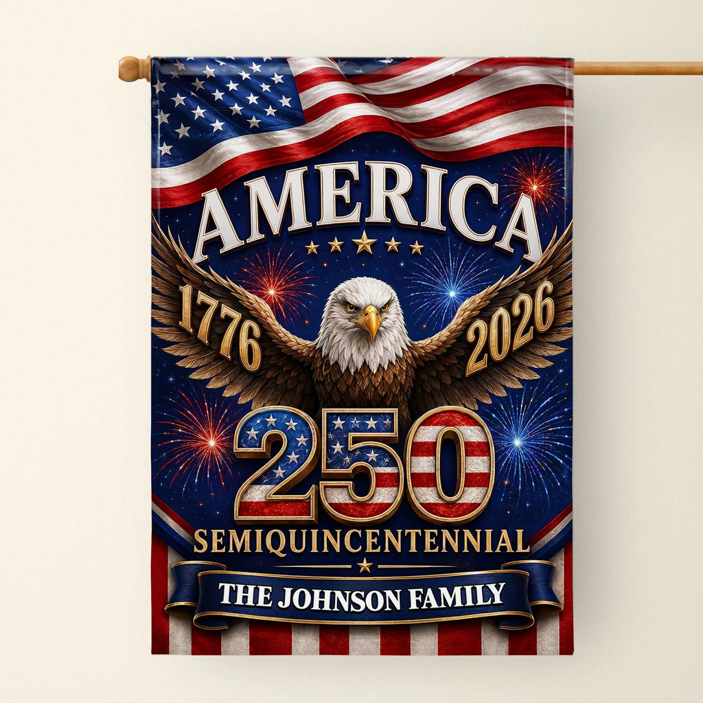 Personalized American Flag Fireworks Garden Flag for 4th of July Garden Flag GradoCreations