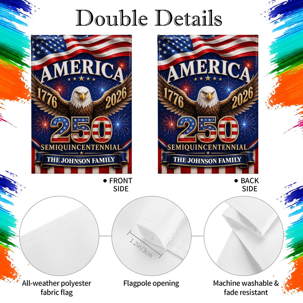 Personalized American Flag Fireworks Garden Flag for 4th of July Garden Flag GradoCreations