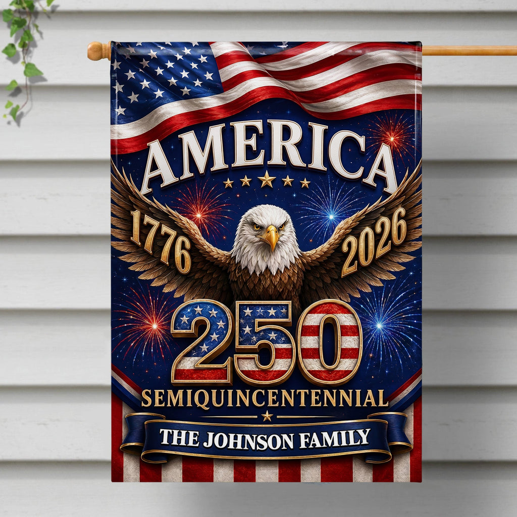 Personalized American Flag Fireworks Garden Flag for 4th of July Garden Flag GradoCreations
