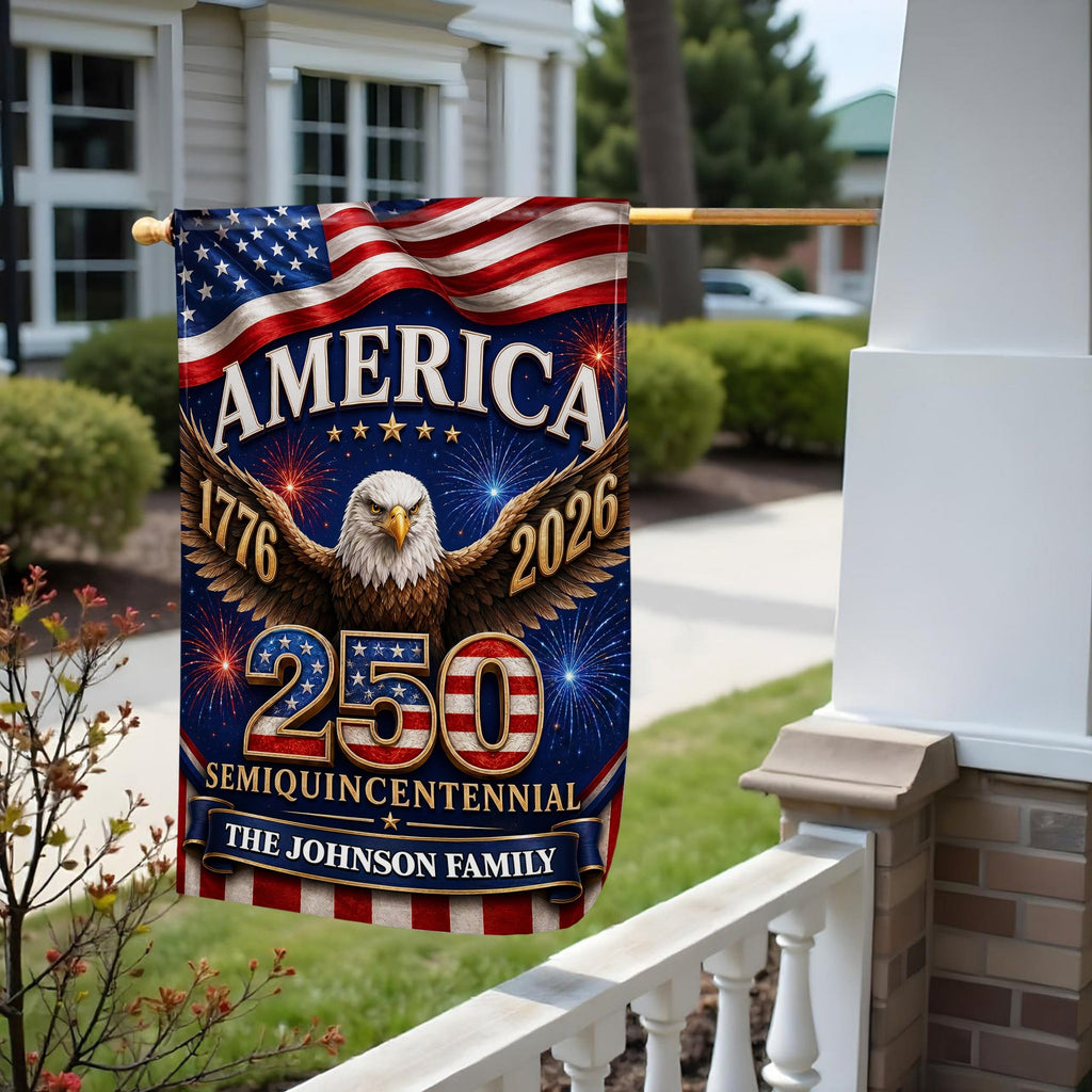 Personalized American Flag Fireworks Garden Flag for 4th of July Garden Flag GradoCreations