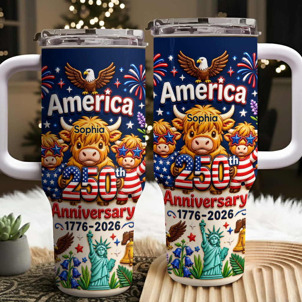 Personalized 40oz Tumbler Custom Name Patriotic Gift for Independence Day 40oz Tumbler GradoCreations