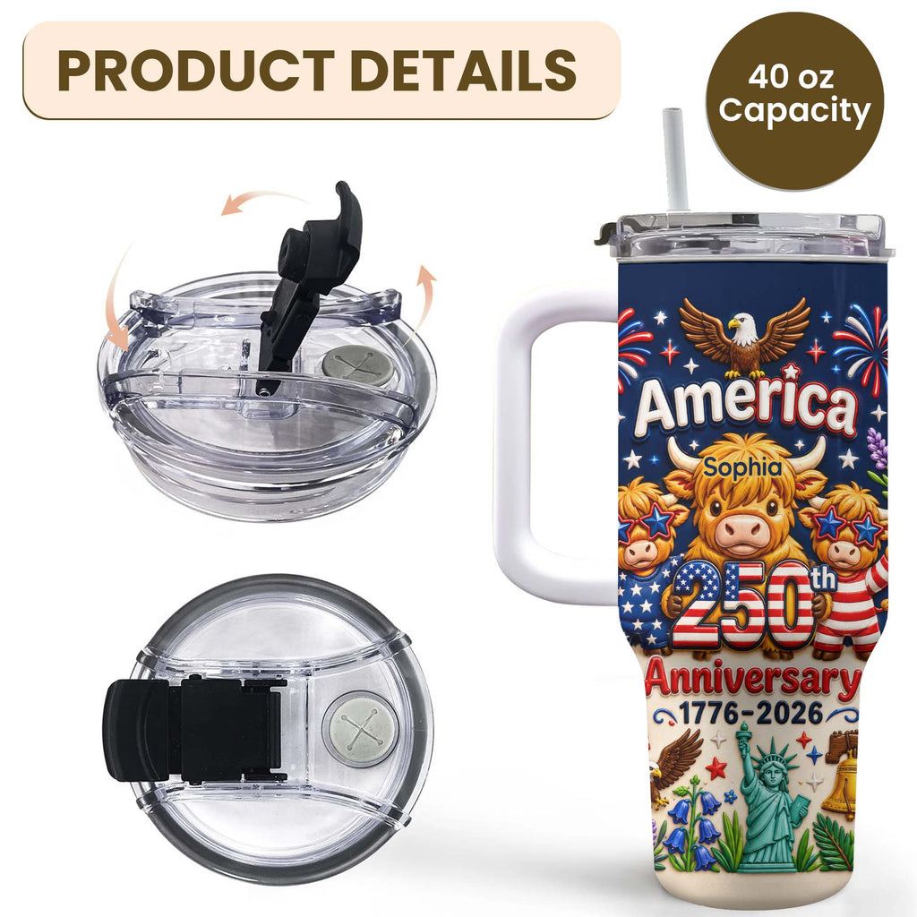 Personalized 40oz Tumbler Custom Name Patriotic Gift for Independence Day 40oz Tumbler GradoCreations