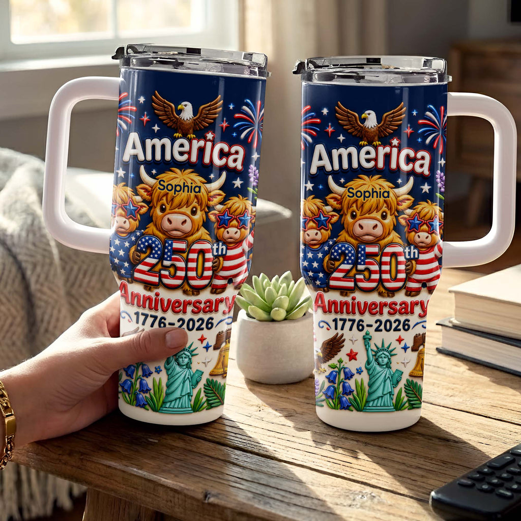 Personalized 40oz Tumbler Custom Name Patriotic Gift for Independence Day 40oz Tumbler GradoCreations