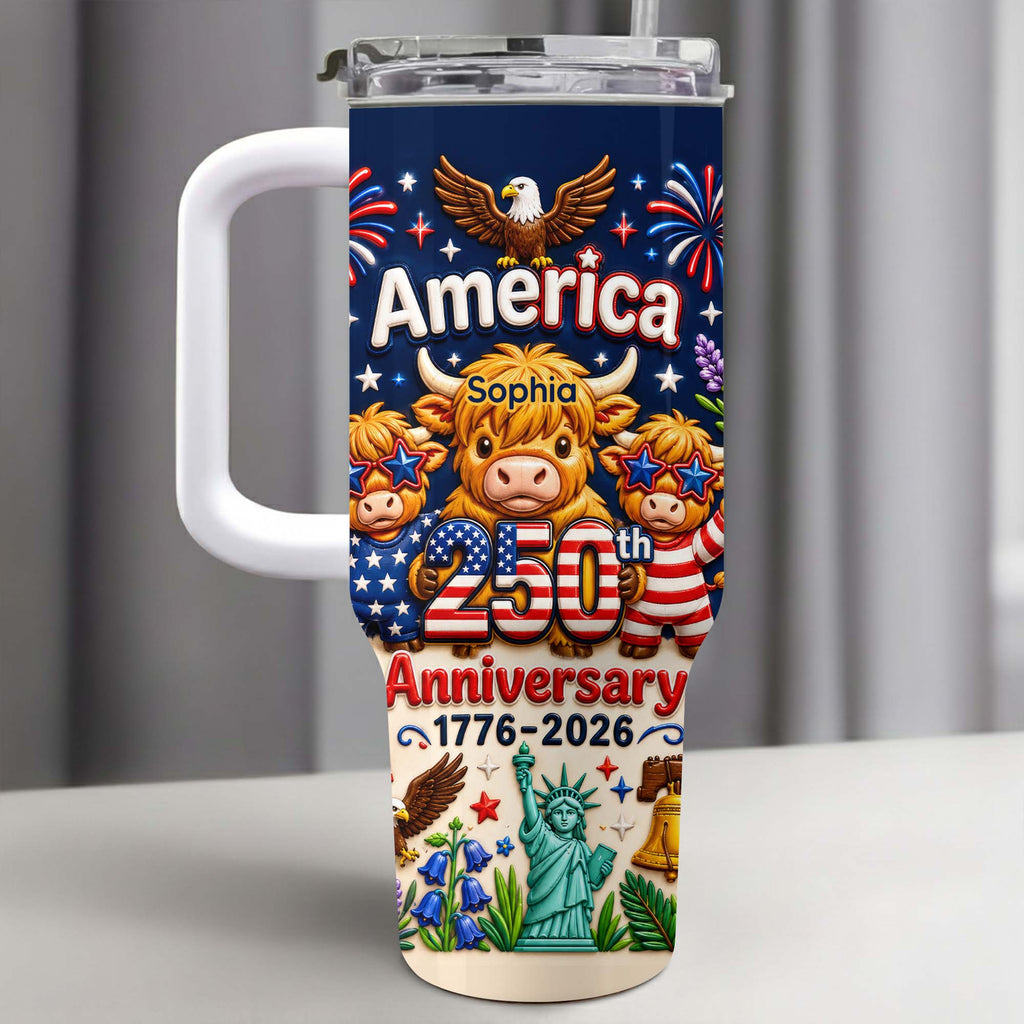 Personalized 40oz Tumbler Custom Name Patriotic Gift for Independence Day 40oz Tumbler GradoCreations