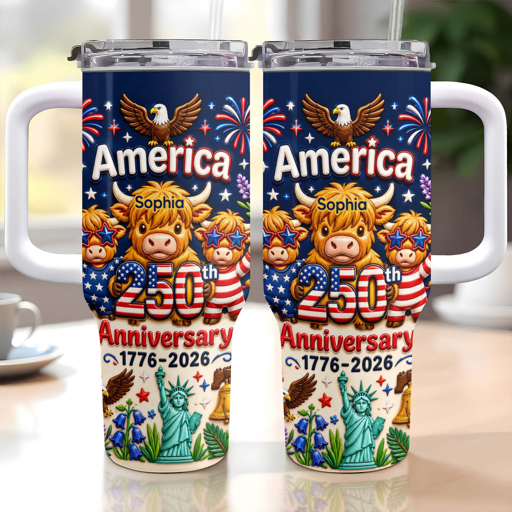 Personalized 40oz Tumbler Custom Name Patriotic Gift for Independence Day 40oz Tumbler GradoCreations
