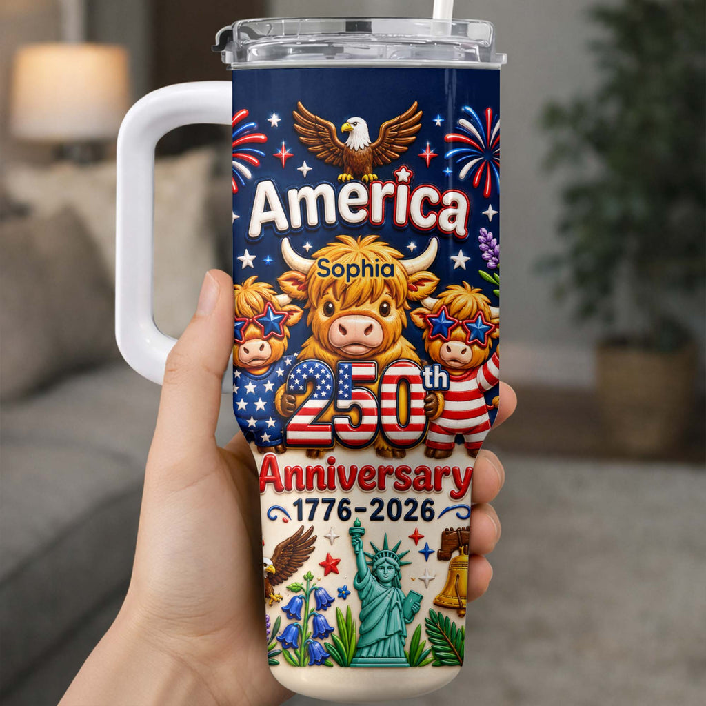 Personalized 40oz Tumbler Custom Name Patriotic Gift for Independence Day 40oz Tumbler GradoCreations