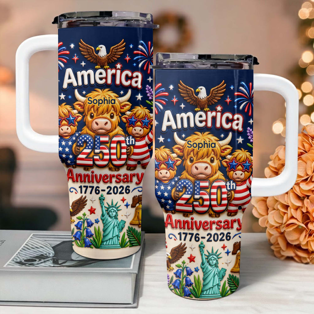 Personalized 40oz Tumbler Custom Name Patriotic Gift for Independence Day 40oz Tumbler GradoCreations
