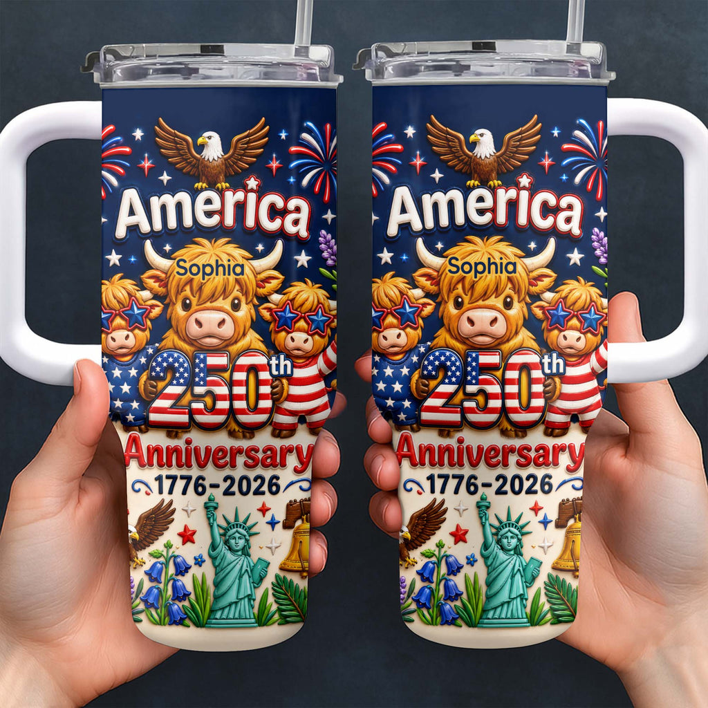 Personalized 40oz Tumbler Custom Name Patriotic Gift for Independence Day 40oz Tumbler GradoCreations