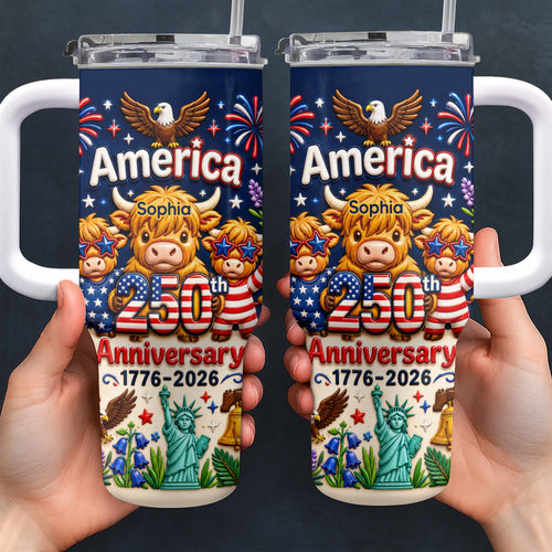 Personalized 40oz Tumbler Custom Name Patriotic Gift for Independence Day 40oz Tumbler GradoCreations