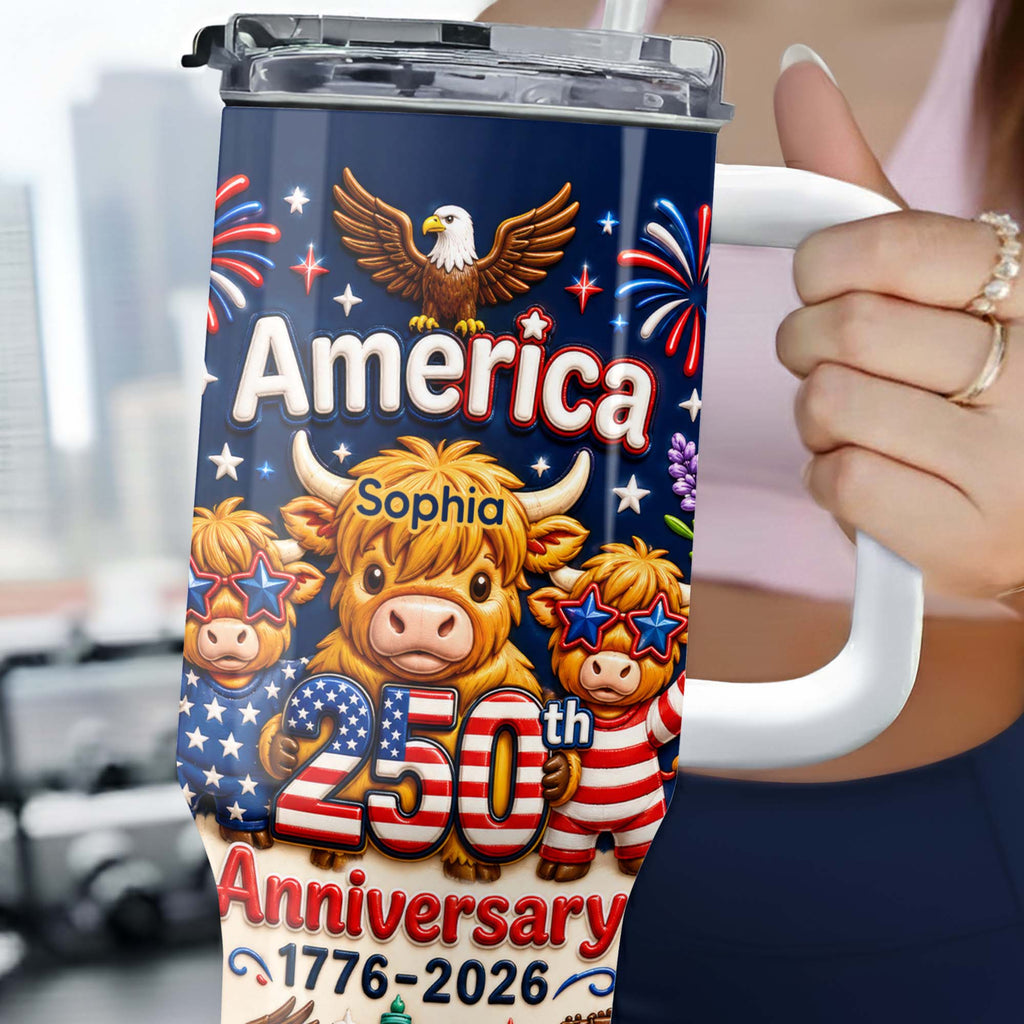 Personalized 40oz Tumbler Custom Name Patriotic Gift for Independence Day 40oz Tumbler GradoCreations