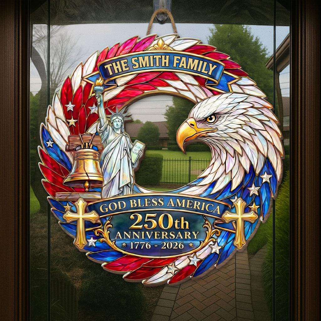 Personalized Wood Sign Custom Family Name God Bless America Gift Wood Sign GradoCreations