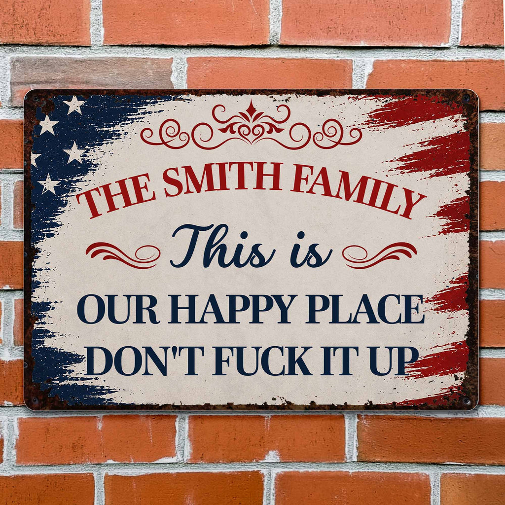 Personalized Metal Wall Sign Family Name American Flag Gift Metal Sign GradoCreations
