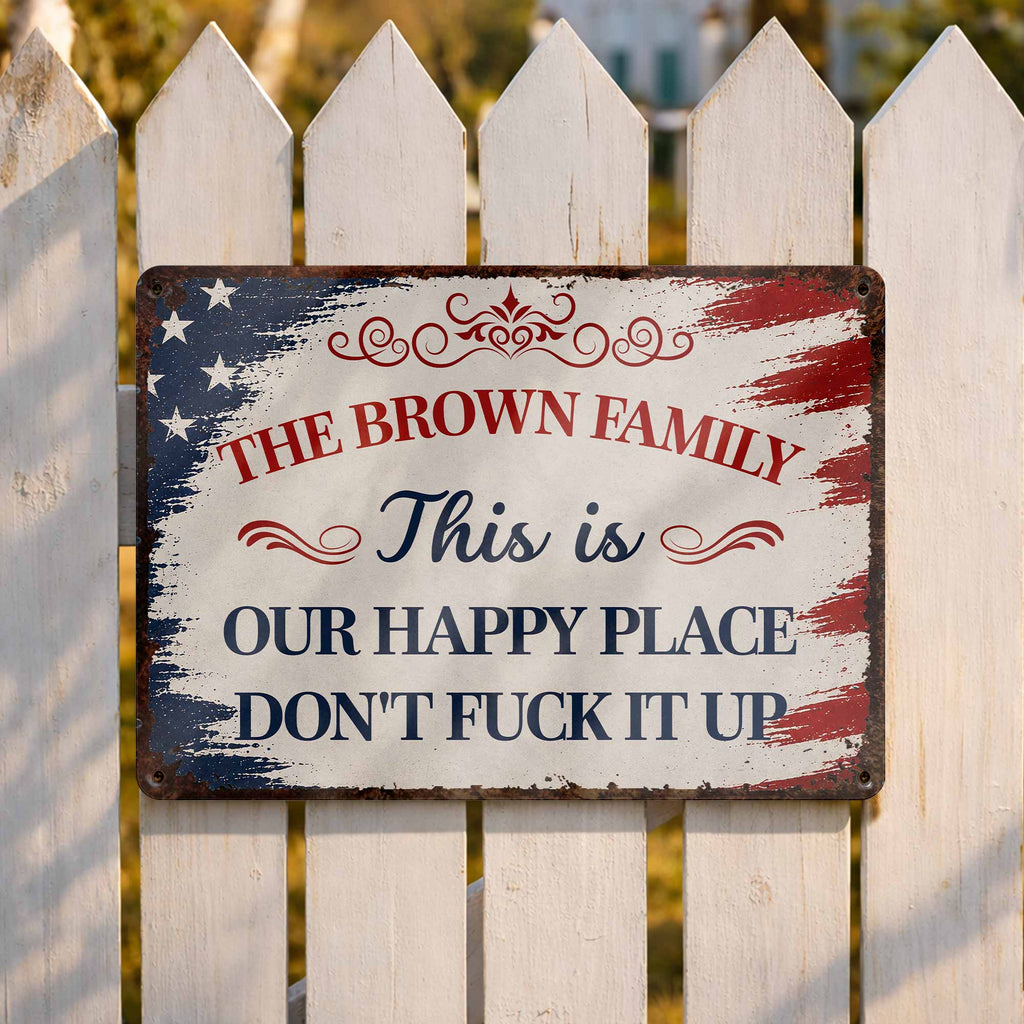 Personalized Metal Wall Sign Family Name American Flag Gift Metal Sign GradoCreations