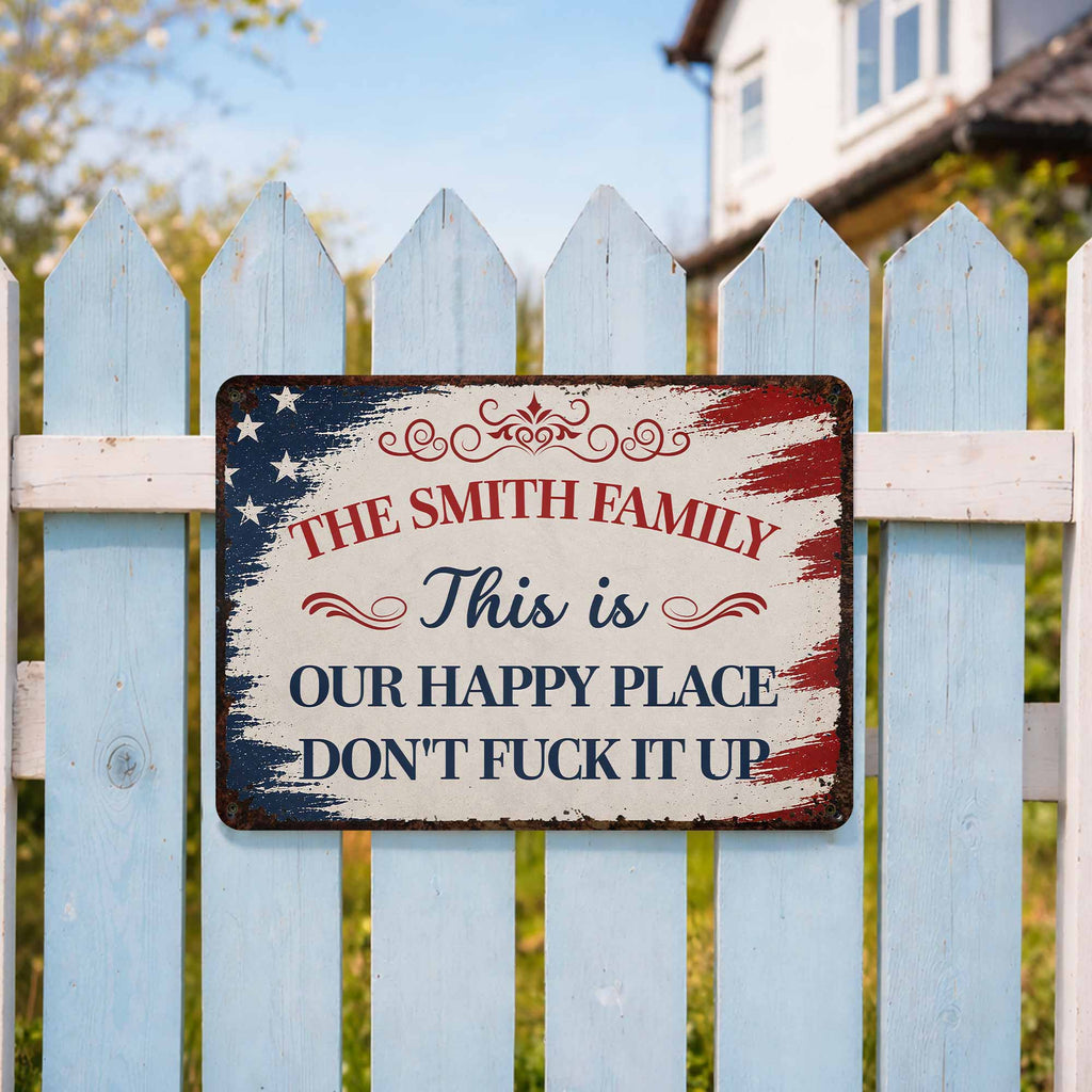 Personalized Metal Wall Sign Family Name American Flag Gift Metal Sign GradoCreations