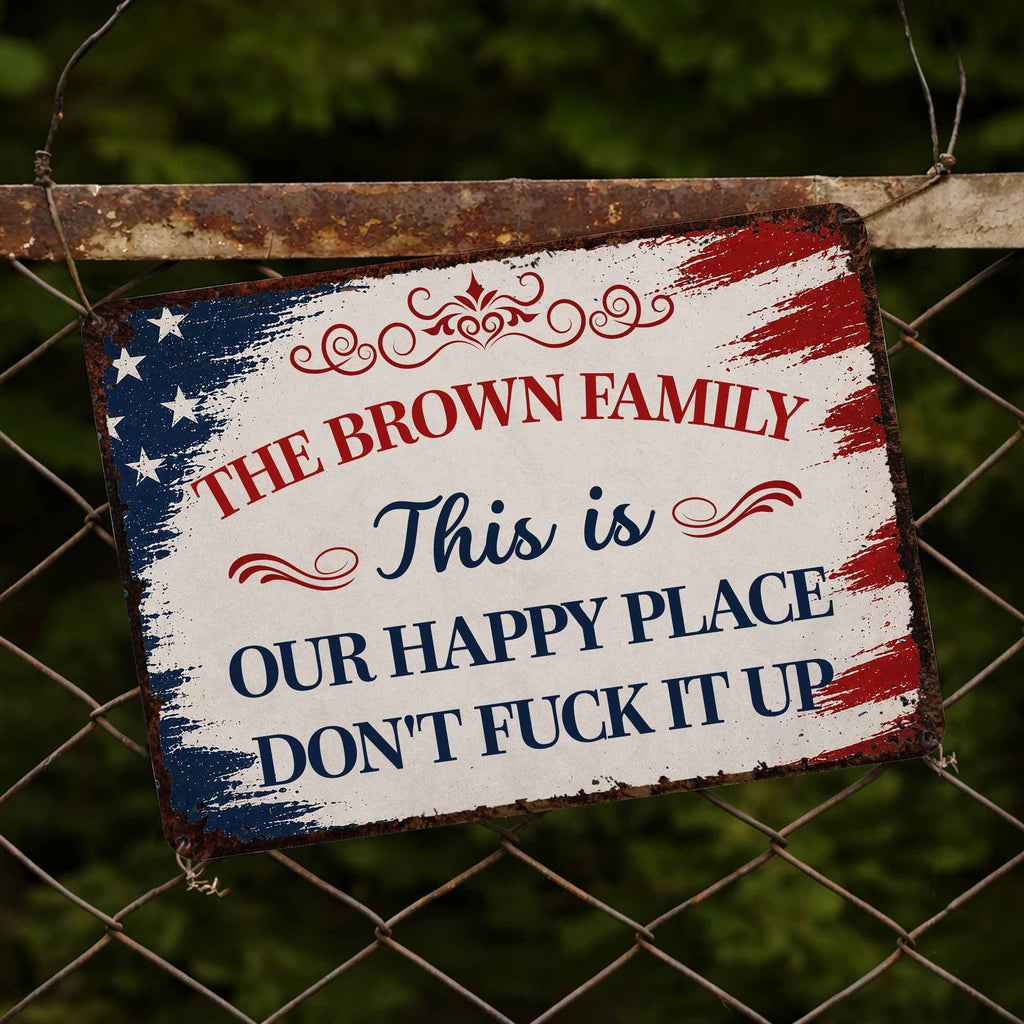 Personalized Metal Wall Sign Family Name American Flag Gift Metal Sign GradoCreations
