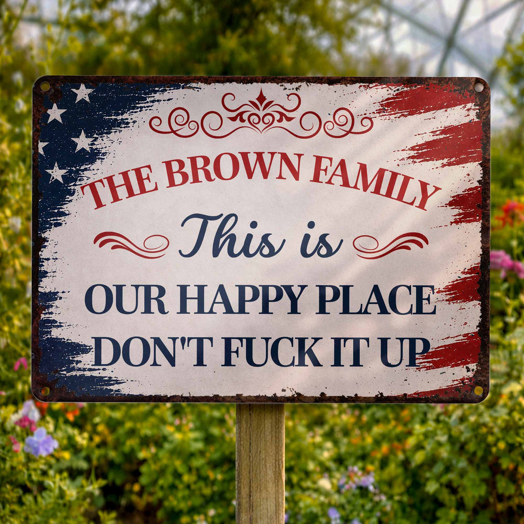 Personalized Metal Wall Sign Family Name American Flag Gift Metal Sign GradoCreations