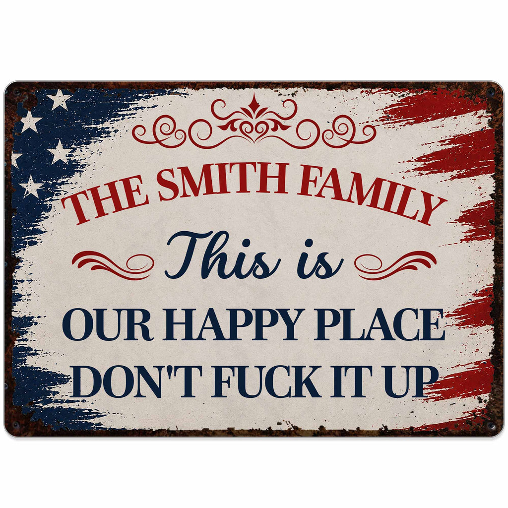Personalized Metal Wall Sign Family Name American Flag Gift Metal Sign GradoCreations