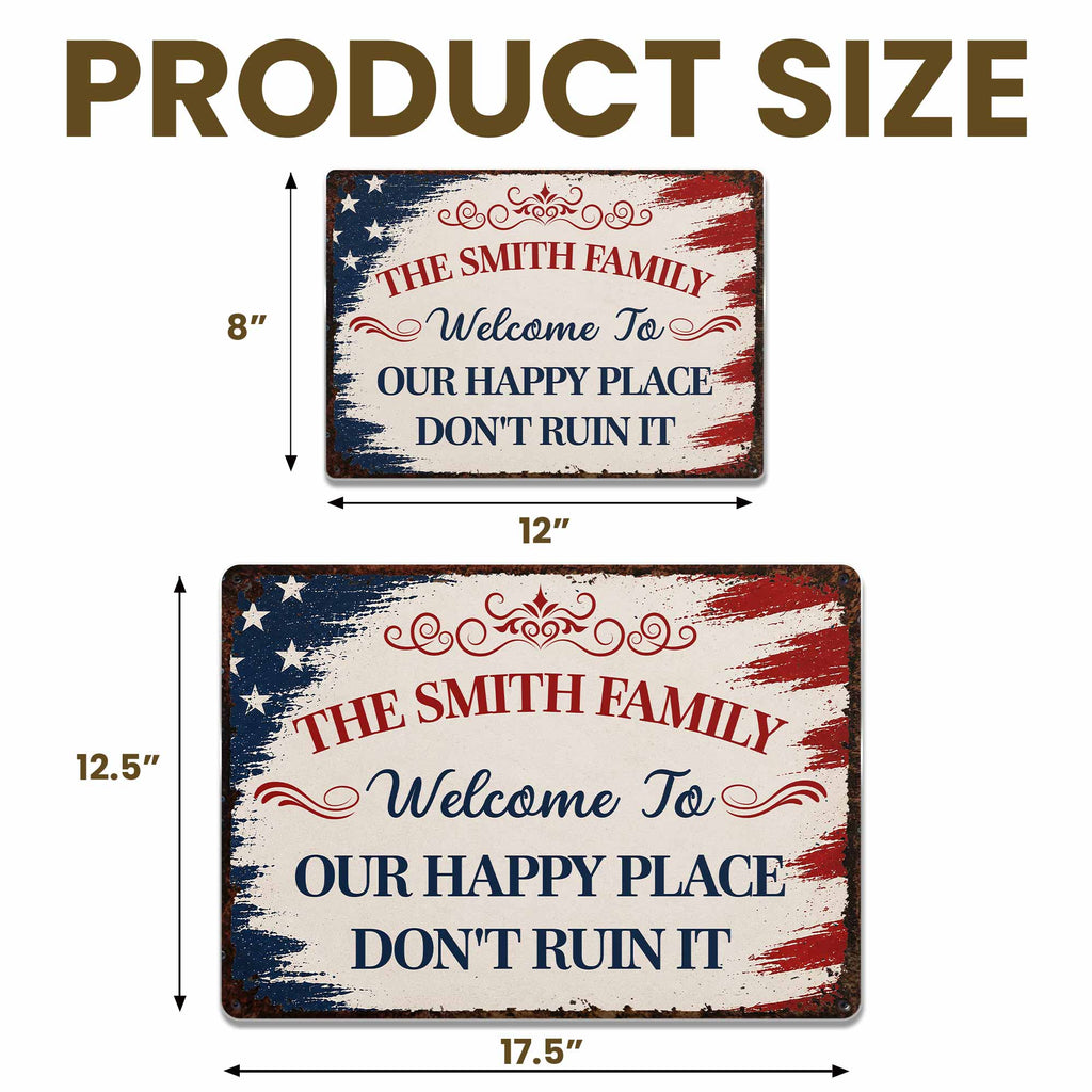 Personalized American Flag Metal Sign Custom Family Name Gift Metal Sign GradoCreations