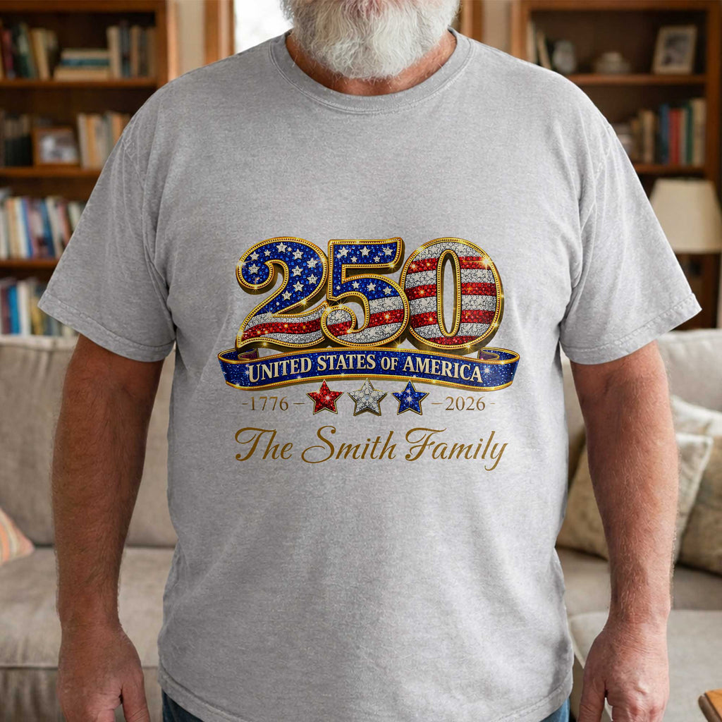 Personalized Family T-Shirt & Hoodie USA Flag Gift for Dad Shirt GradoCreations