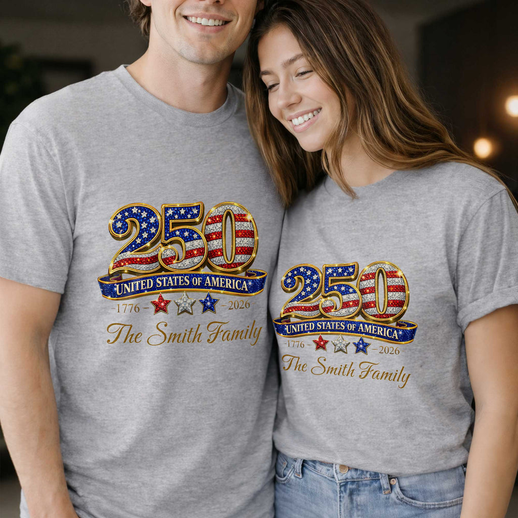 Personalized Family T-Shirt & Hoodie USA Flag Gift for Dad Shirt GradoCreations