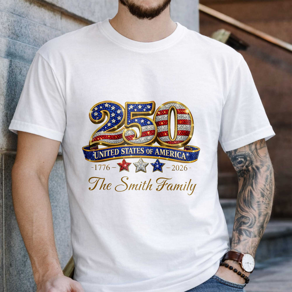 Personalized Family T-Shirt & Hoodie USA Flag Gift for Dad Shirt GradoCreations