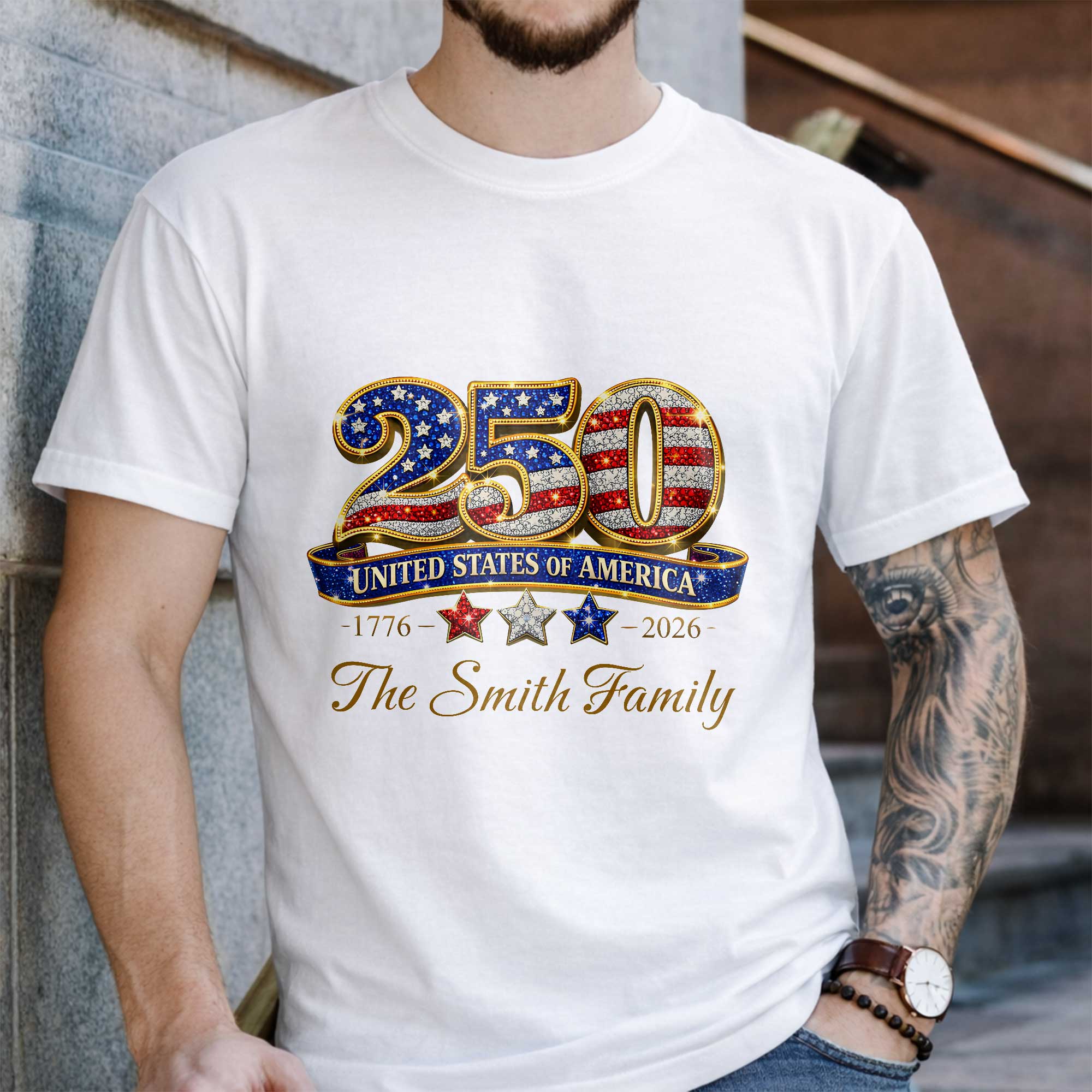 Personalized Family T-Shirt & Hoodie USA Flag Gift for Dad Shirt GradoCreations
