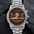 Personalized Black Men's Watch Custom Name Eagle USA Flag Gift for Dad Men's Watch GradoCreations