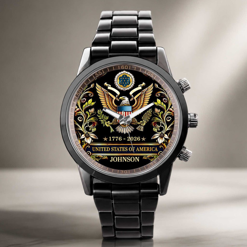 Personalized Black Men's Watch Custom Name Gift for Dad Men's Watch GradoCreations