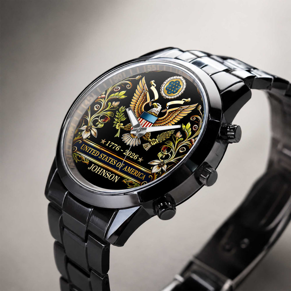 Personalized Black Men's Watch Custom Name Gift for Dad Men's Watch GradoCreations
