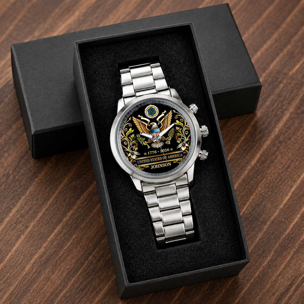 Personalized Black Men's Watch Custom Name Gift for Dad Men's Watch GradoCreations