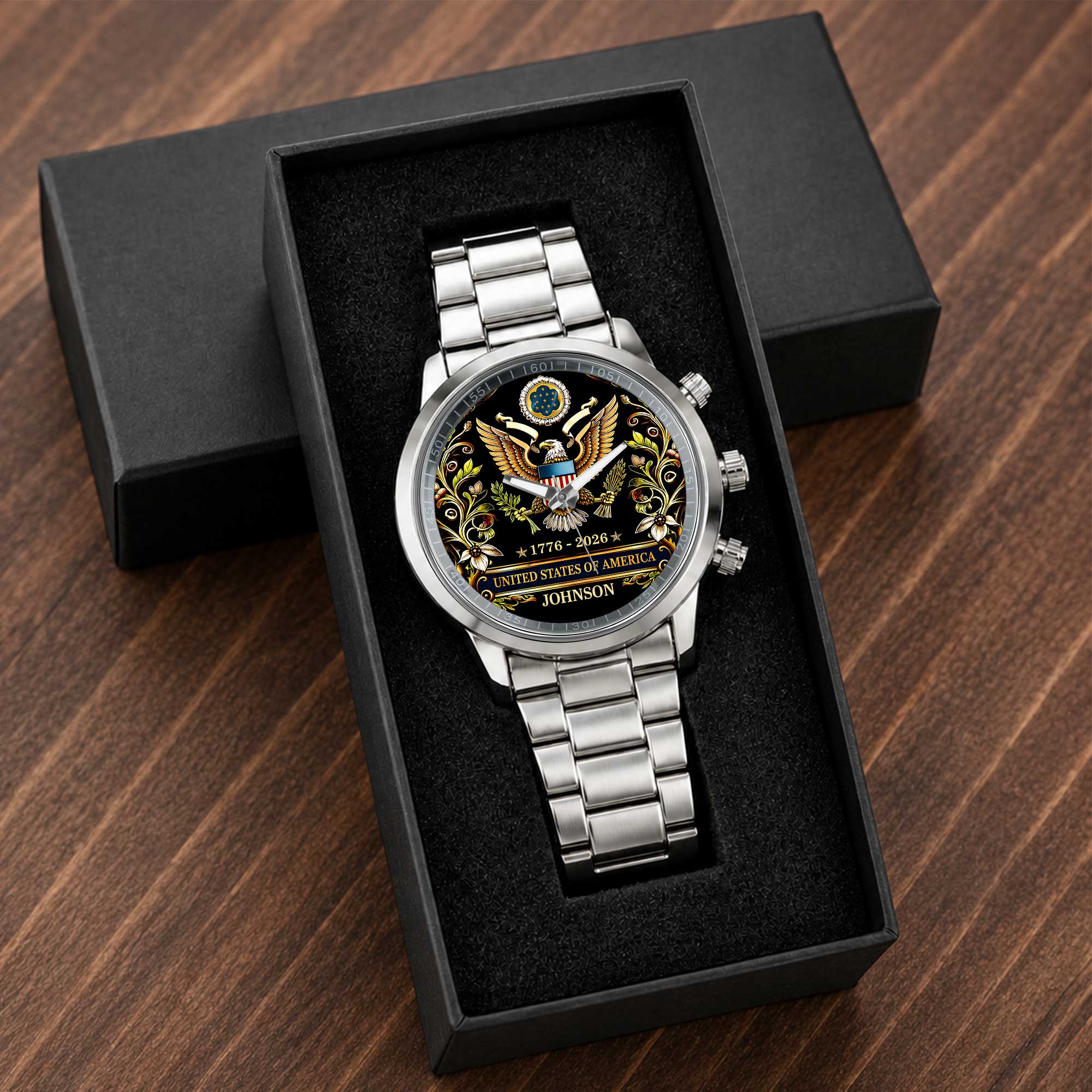 Personalized Black Men's Watch Custom Name Gift for Dad Men's Watch GradoCreations