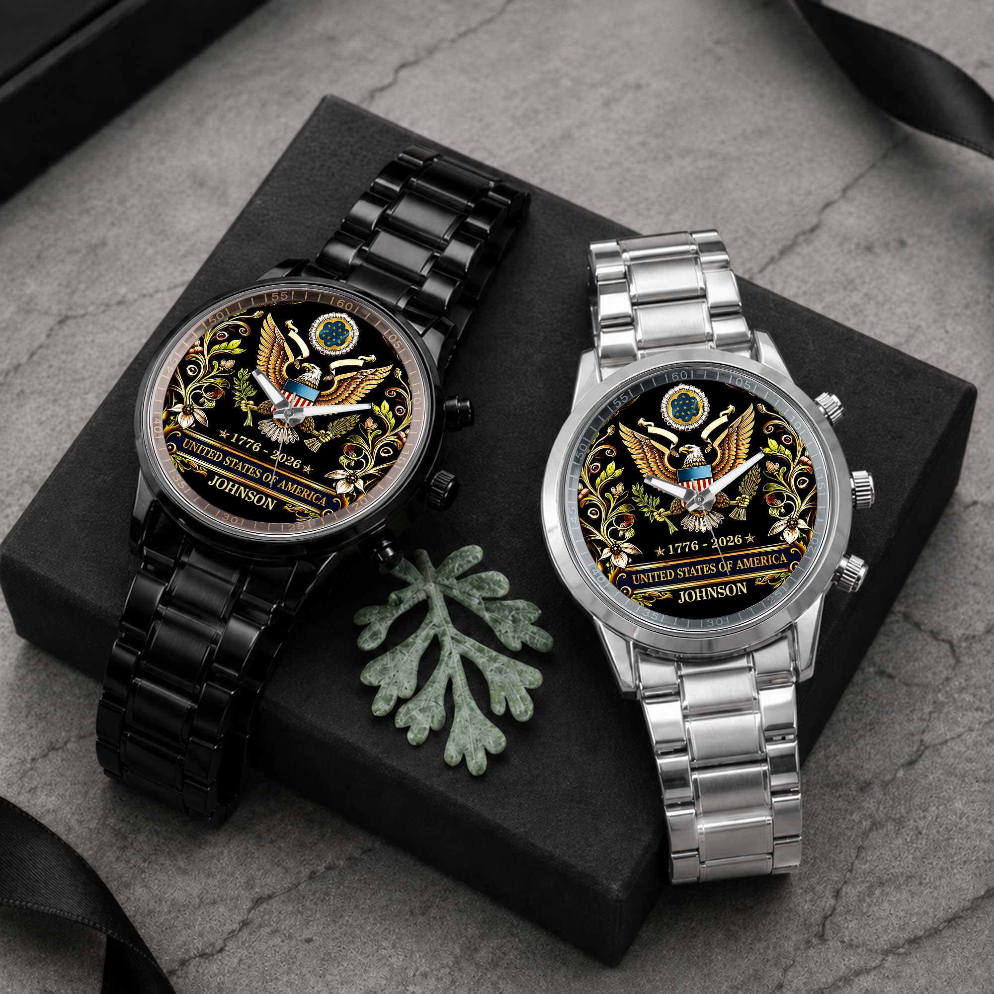 Personalized Black Men's Watch Custom Name Gift for Dad Men's Watch GradoCreations