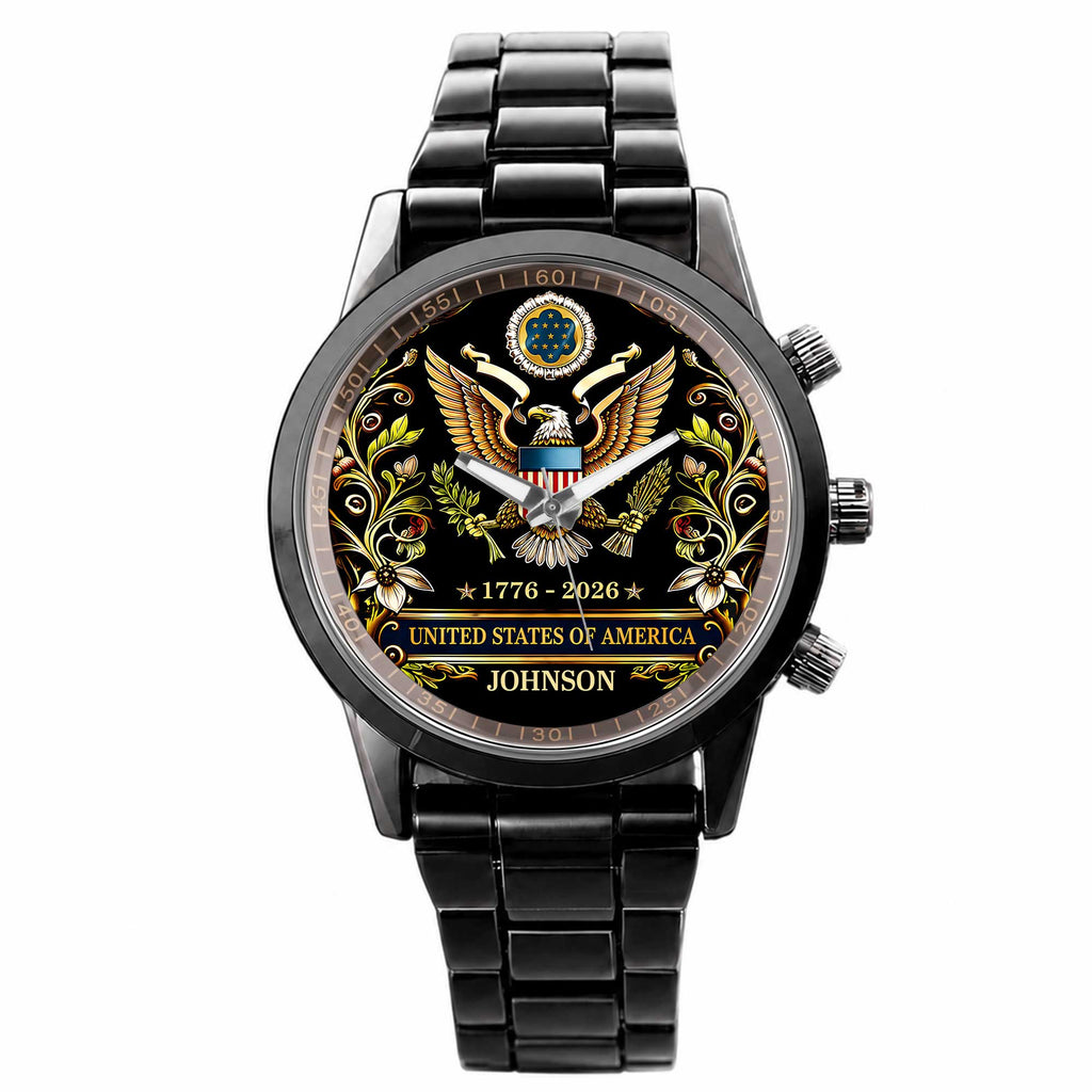 Personalized Black Men's Watch Custom Name Gift for Dad Men's Watch GradoCreations